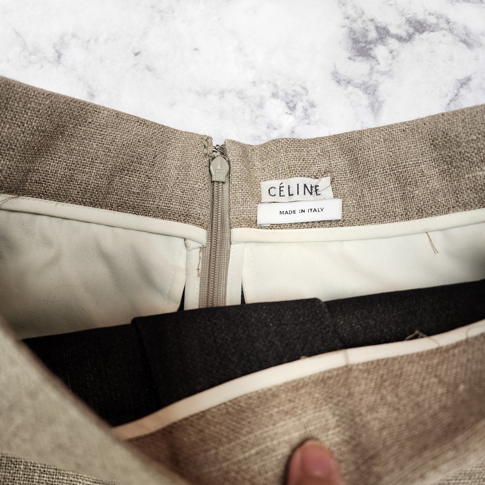 Celine Linen Leather Trim Skirt - Picture 8 of 14